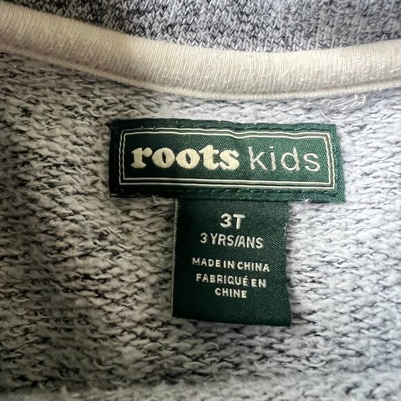 Roots Heather Gray and Pink Logo Beaver Toddler Girl Sweatshirt - 3T - Picture 4 of 6